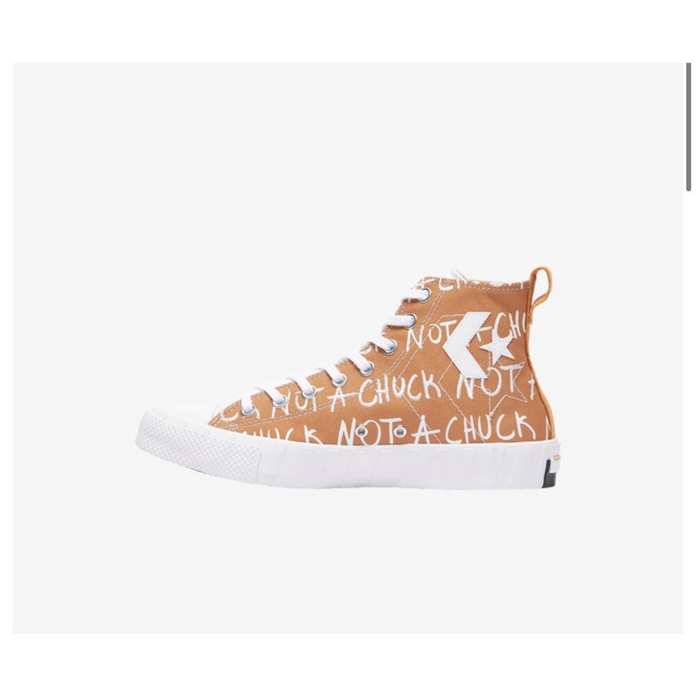 NEW Converse Mens Untitl3d Hi Top Golden Tan Lace Up Graphic Sneakers Shoes 10